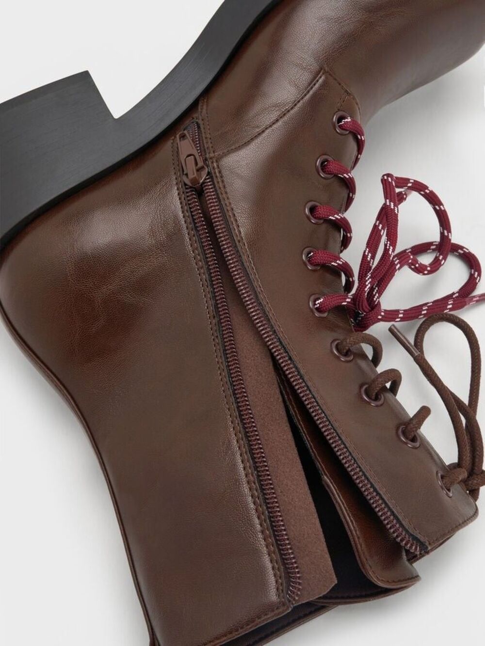 ✨Charles & Keith Logan Double-Lace Calf Sz 36 Boots - Dark Brown✨ - Picture 6 of 11